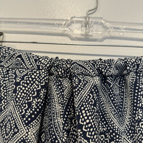 H&M Pull On Pants Wide-Leg Flowy High Rise Navy Boho Printed Comfy Women sz 6 - Picture 5 of 8